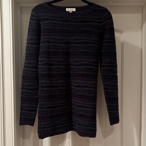 Kinross Cashmere Charcoal and Purple Knit Sweater Size Small